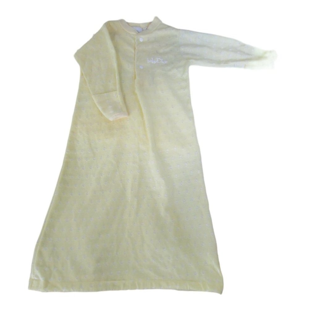 Vintage Baby Dior Layette Yellow White Drawstring Bottom Up to 13lbs USA Made